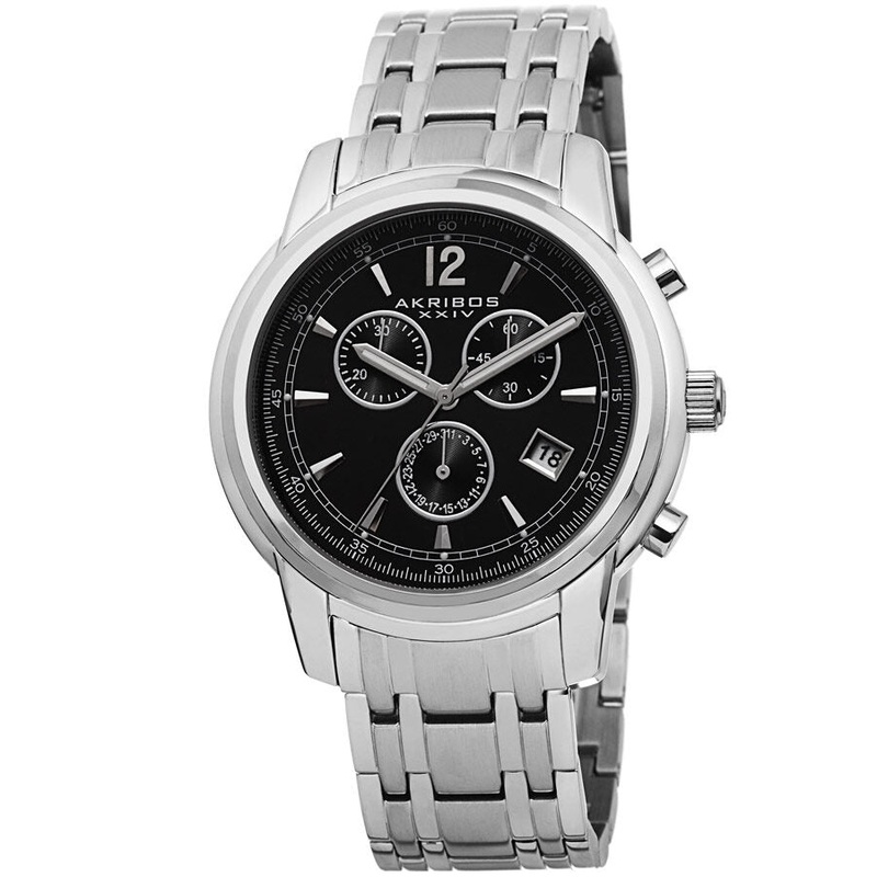 Akribos Xxiv Black Dial Stainless Steel Men's Watch AK692SSB
