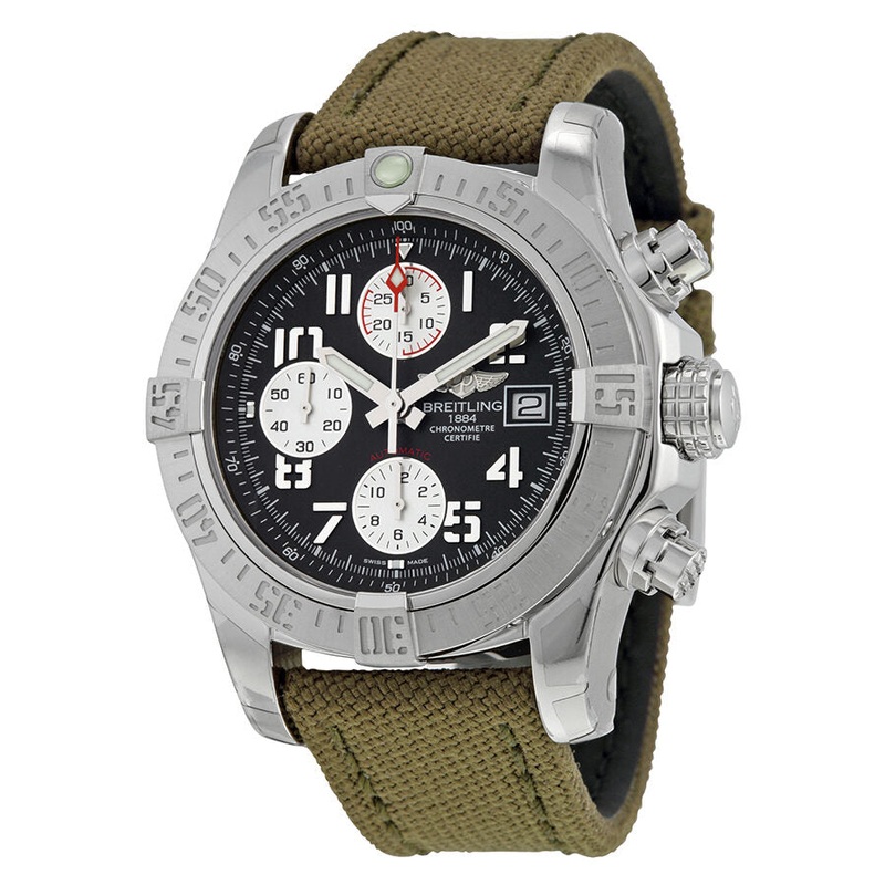 Breitling Avenger II Automatic Chronograph Grey Dial Military Strap Men's WatchA1338111-F564GRFT A1338111-F564-106W-A20BA.1