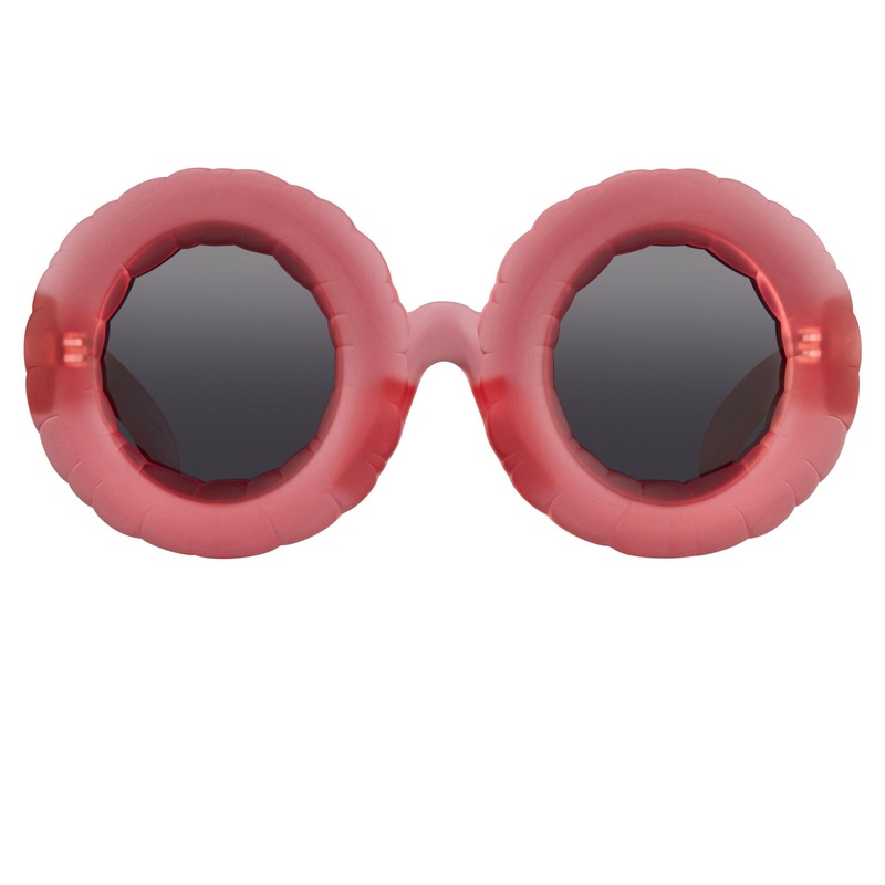 Jeremy Scott Ladies Sunglasses Round Frosted Pink and Polarised Grey JSPOOLC4SUN