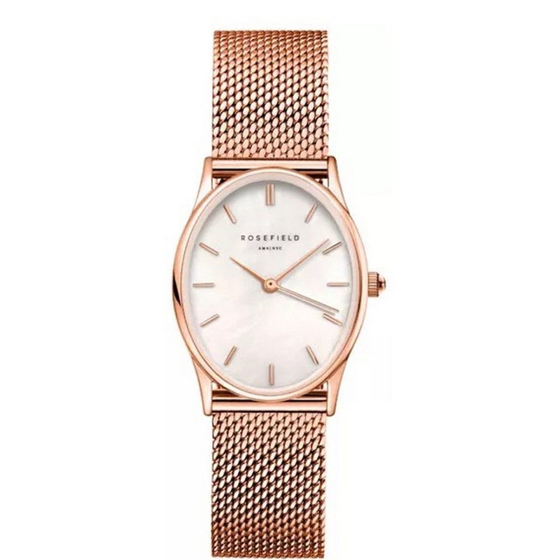 ROSEFIELD THE OVAL WHITE MOP MESH ROSE GOLD OWRMR-OV12 24 Gold Stainless Steel
