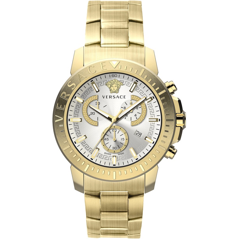 Versace Men's Watch New Chrono 45mm Gold Bracelet VE2E00521