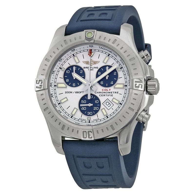 Beitling Colt Chronograph White Dial Blue Rubber Men's Watch A7338811-G790BLPT3 A7338811-G790-158S-A20S.1
