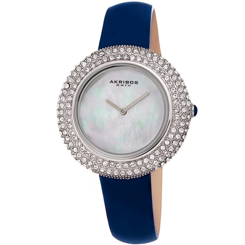 Akribos Xxiv Quartz Crystal White Dial Ladies Watch AK1049BU