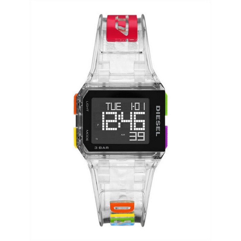 DIESEL DZ1935 Limited-edition Chopped Digital Transparent Men's Watch 38 Black Plastic