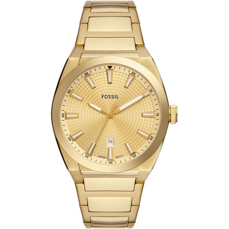 Fossil FS5965 Everett Men's Watch with Stainless Steel or Leather Band 42 Gold Stainless Steel
