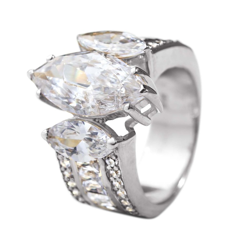 Marquise Trilogy Ring Rhodium 5