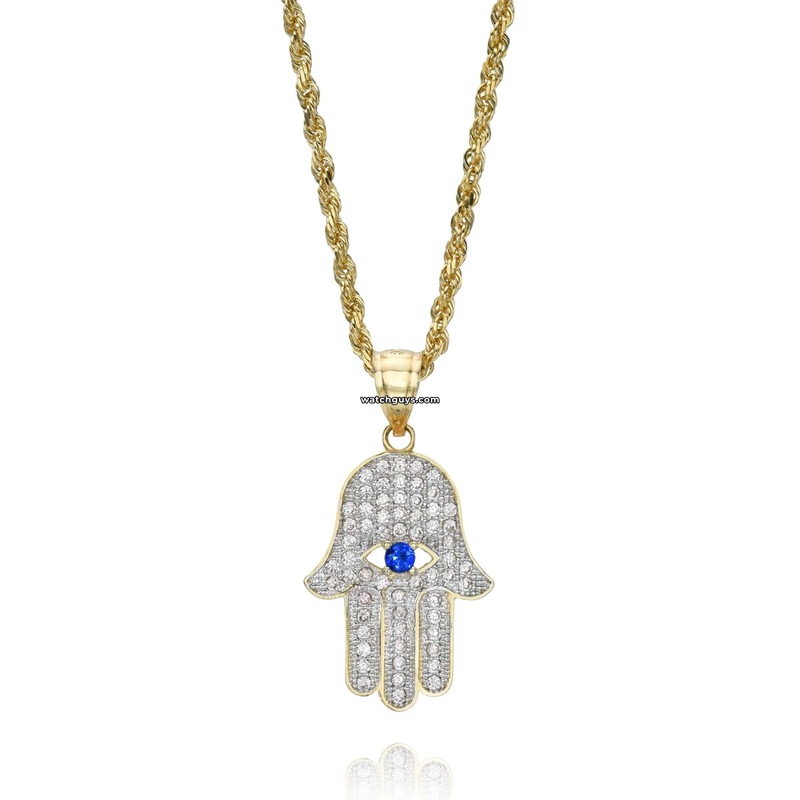 Diamond Hamsa Pendant 1.15 Carat TW with 14k Rope Chain