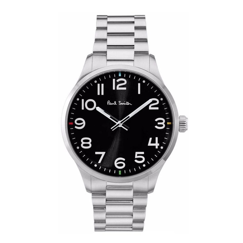 PAUL SMITH P10064 Black Dial Stainless Steel Men's Bracelet Watch 41 Black Stainless Steel
