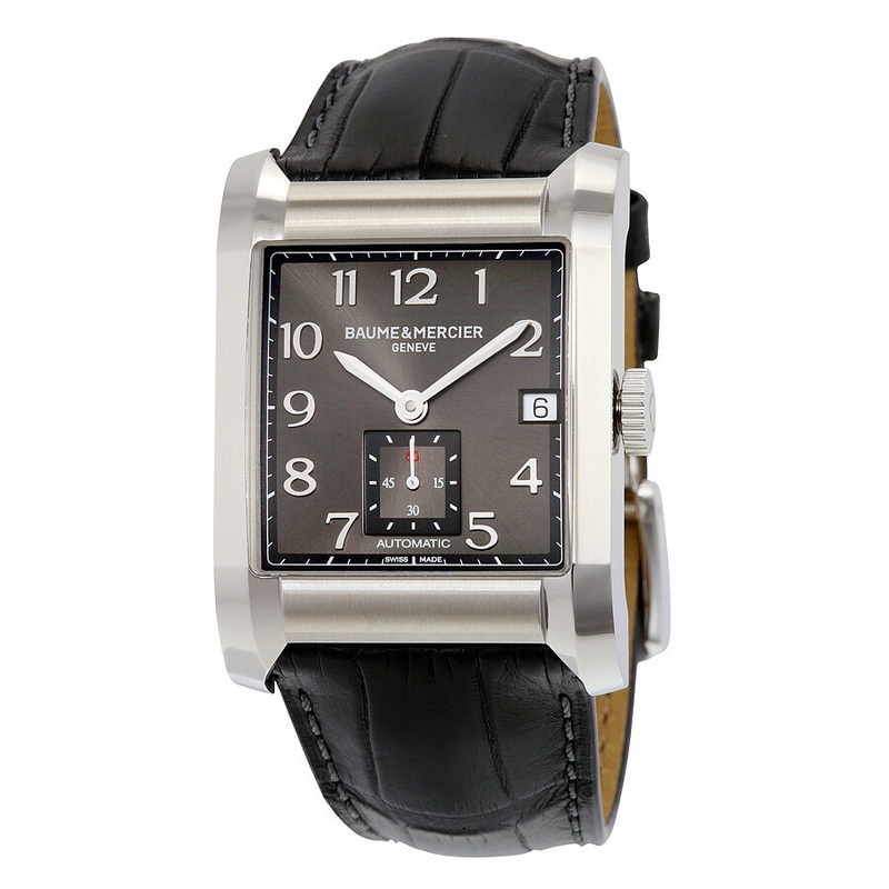 Baume and Mercier Hampton Milleis Black Dial Leather Men's Watch 10027