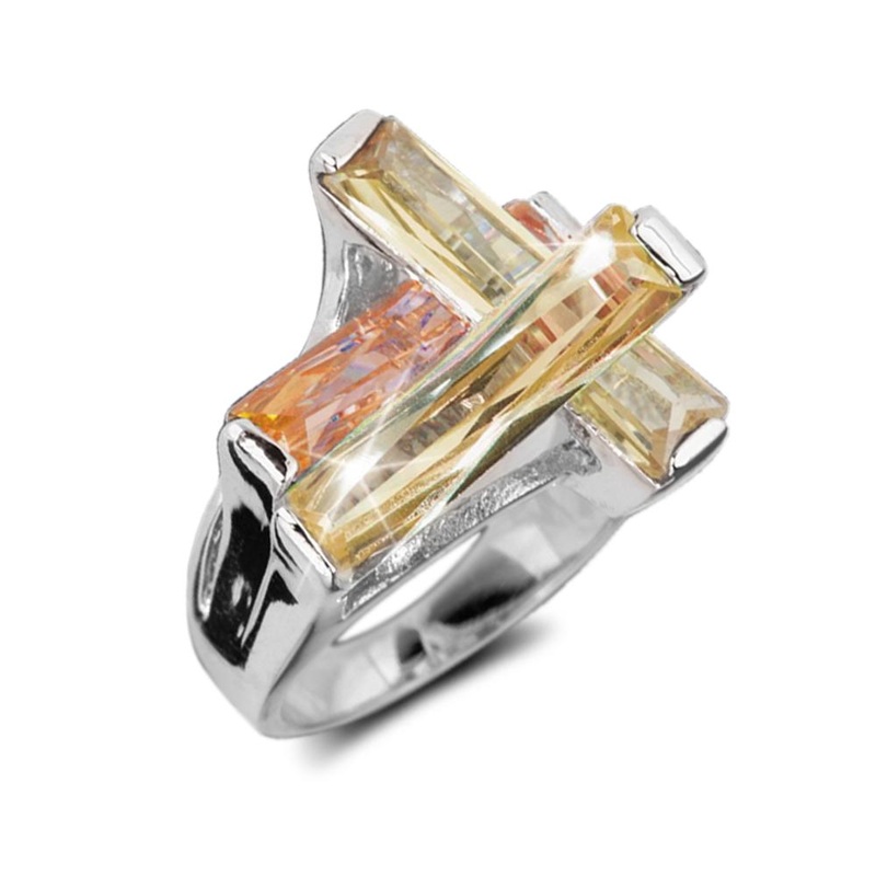 Champagne Contemporary Cross Ring 5