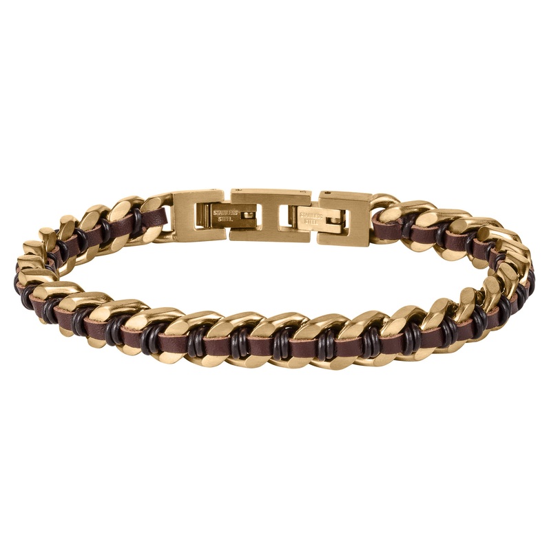 Woven Ridge Brown Mens Bracelet