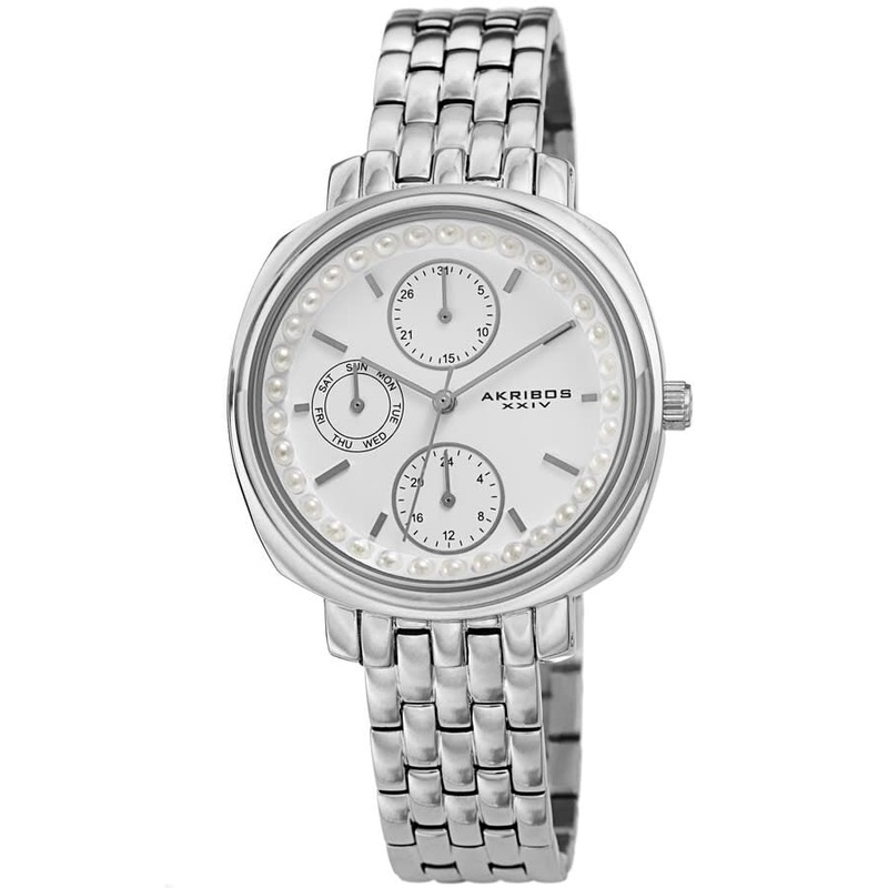 Akribos Xxiv Quartz White Dial Ladies Watch AK1114SS