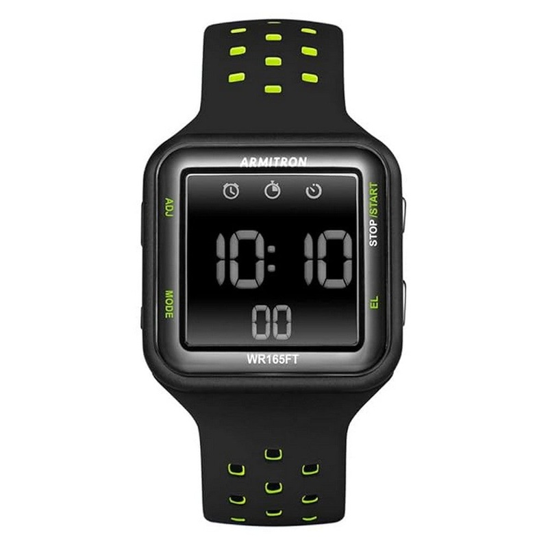 Armitron 40/8417BLG Sport Digital Chronograph Silicone Strap Unisex Watch 38 Black Resin