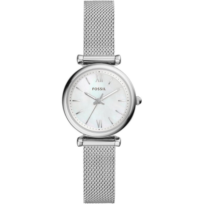 Fossil ES4432 Carlie Mini Women's Watch with Stainless Steel or Leather Band 29 White Stainless Steel