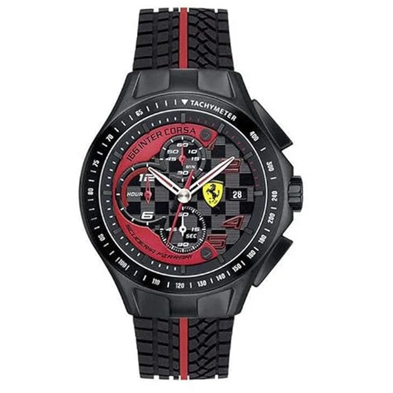 SCUDERIA Ferrari 0830077 Analogue Quartz Black Men's Watch 44 Black Rubber