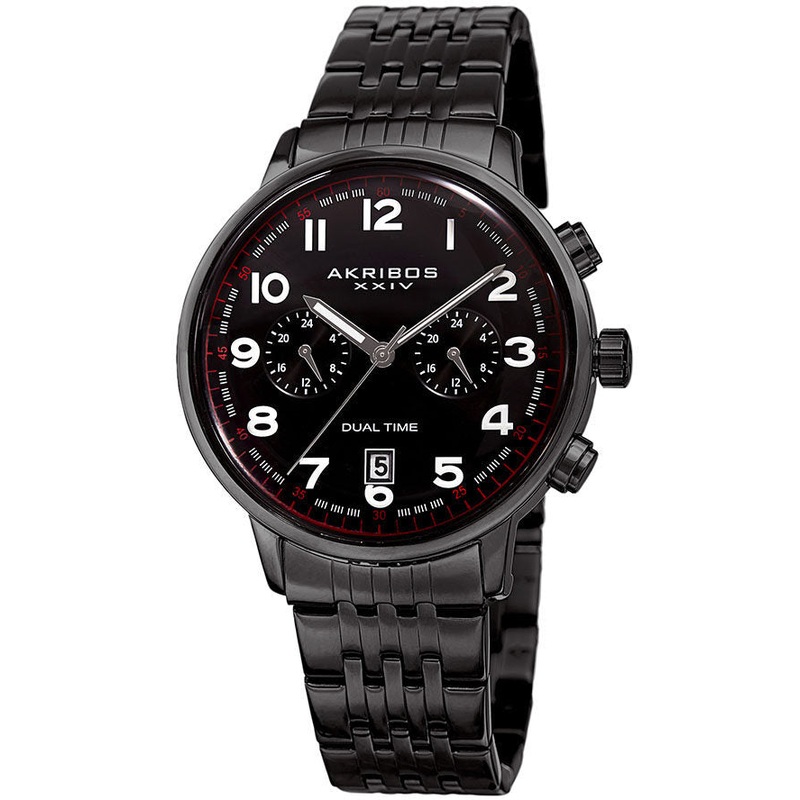 Akribos Xxiv Black Dial Dual Time Men's Watch AK942BK