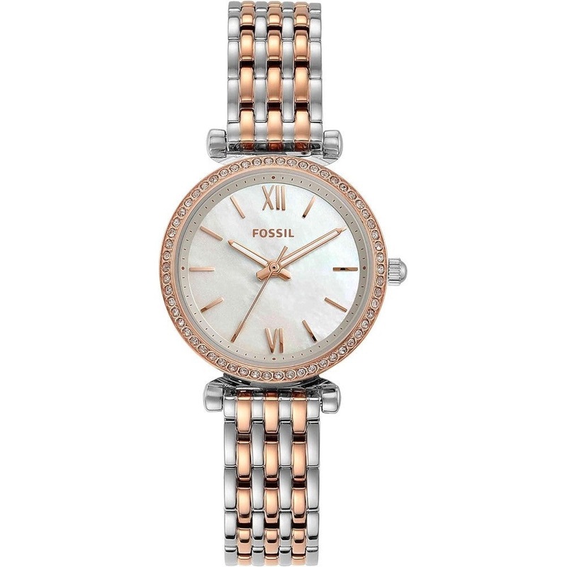 Fossil ES4649 Carlie Mini Women's Watch with Stainless Steel or Leather Band 28 White Stainless Steel