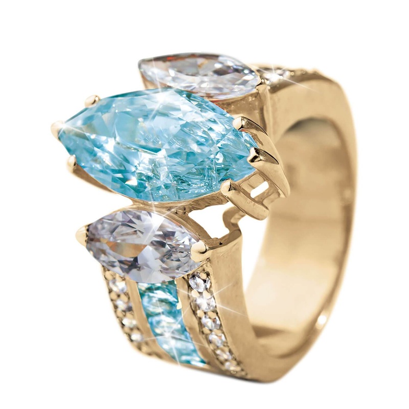 Marquise Blue & White Ring 7