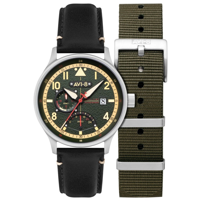 AVI-8 Hawker Hurricane McKellar Men's Green Dual Time Watch AV-4101-0A