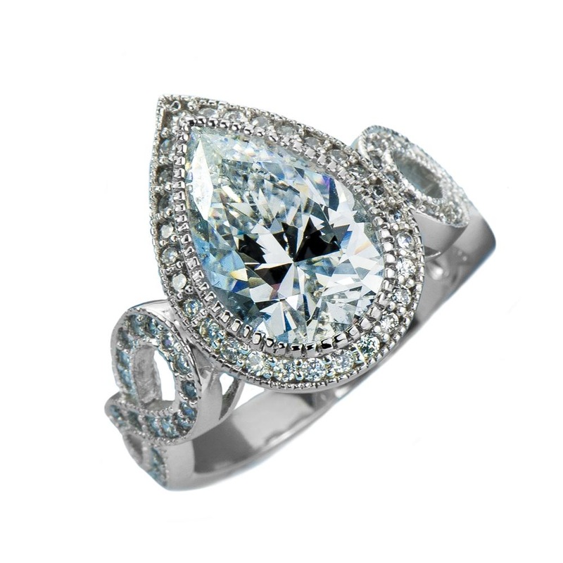 Marie Anna Teardrop Rhodium Ring 5