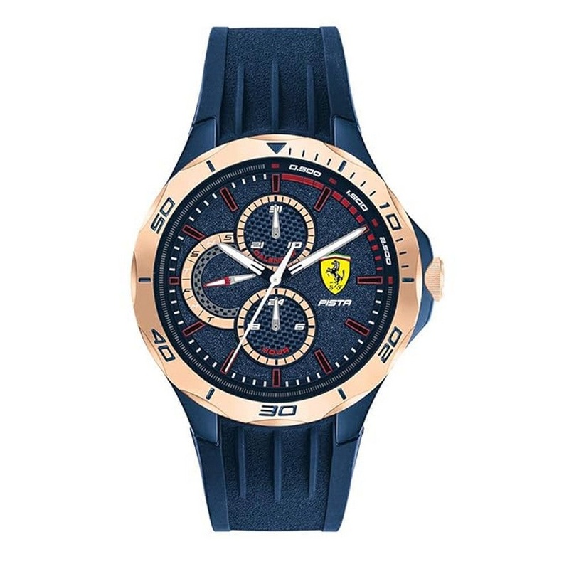 SCUDERIA Ferrari 0830724 Pista Analogue Blue Dial Men's Watch 44 Blue Silicone