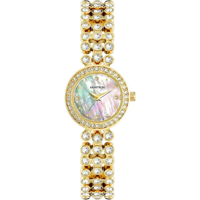 Armitron 75/5800MPGP Genuine Crystal Accented Bracelet Women's Watch 22.5 White Metal
