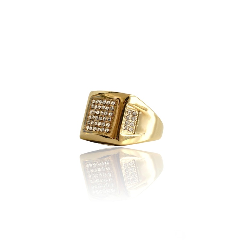 Big Daddy Bling Square Gold Ring 8