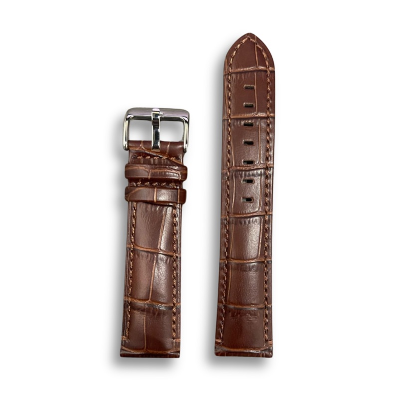 Peyton Rous Crocodile Textured Dark Brown Leather Strap | 20MM