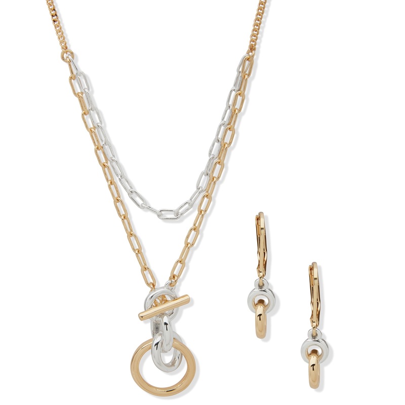Anne Klein 01S00256 Earring & Necklace Set Gold Brass, Steel Set