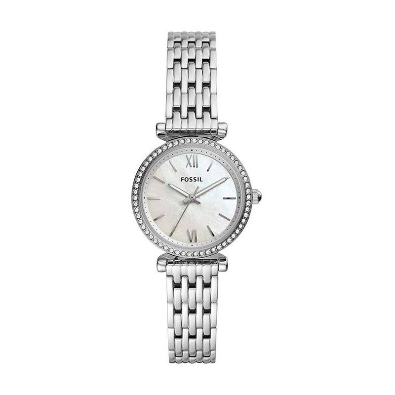 Fossil Carlie Mini Three Hand Ladies Watch ES4647 28 White Stainless Steel