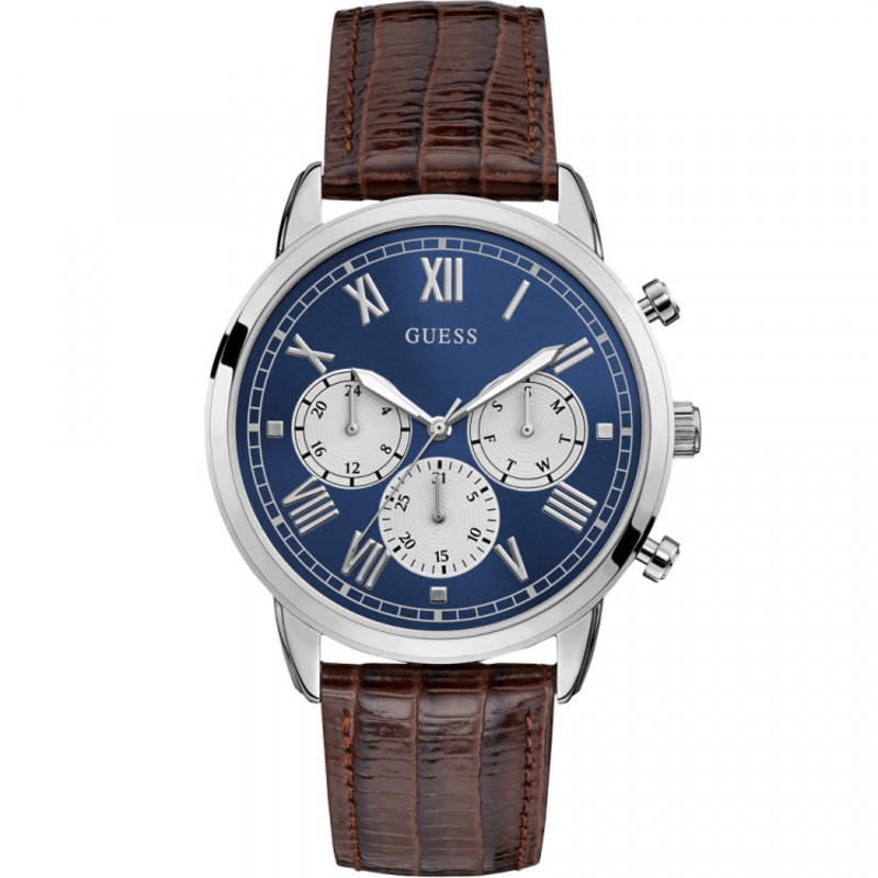 Guess Men's Analogue Quartz Watch with Leather Strap W1261G1