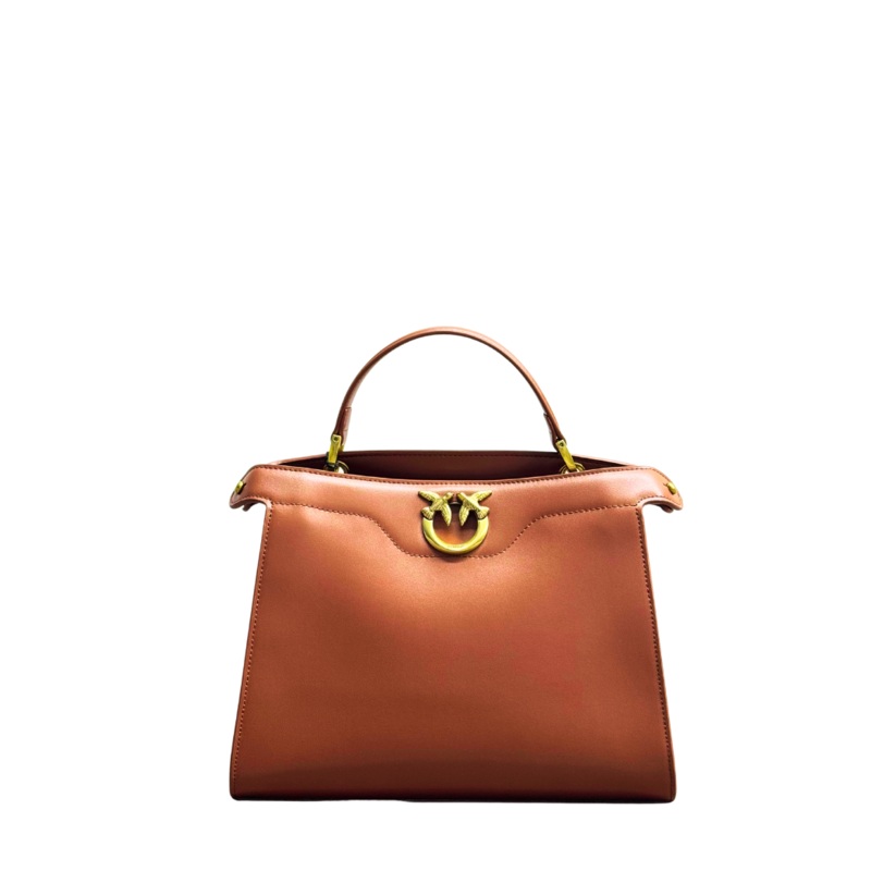 PINKO Cupido Messenger Mini Handbag  Brown Calfskin Leather