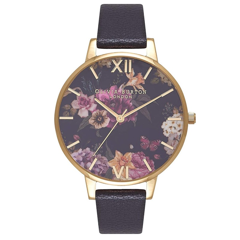 OLIVIA BURTON OB16EG78 Dark Bouquet Black Dial Women's Watch 38 White Stainless Steel