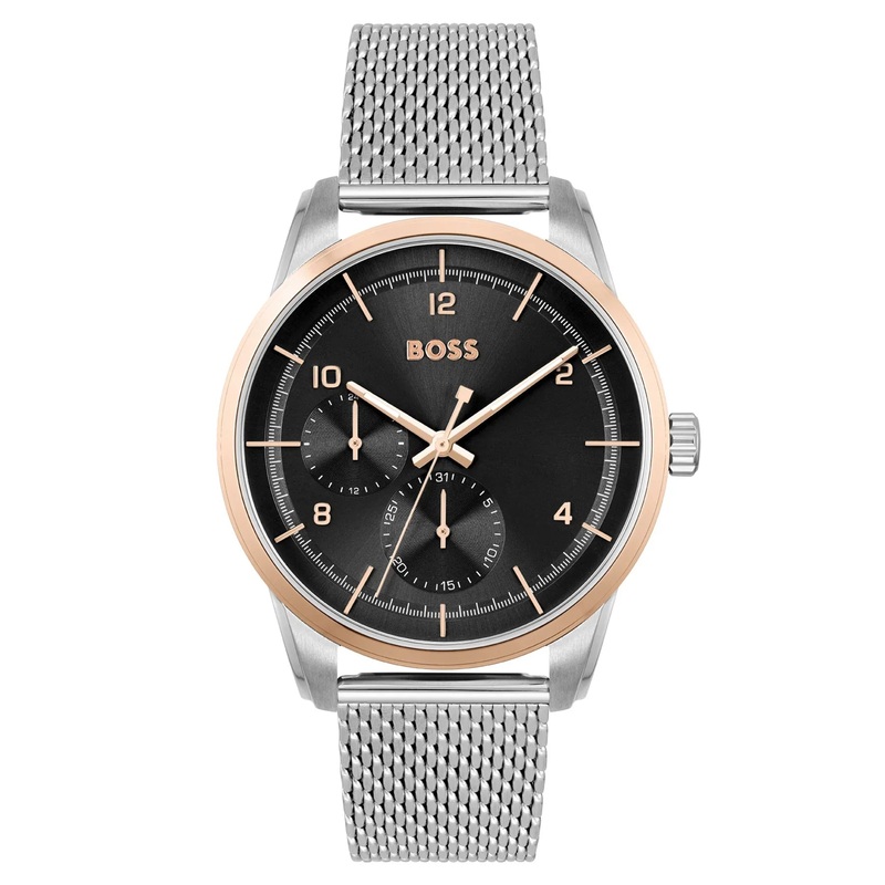 Hugo Boss Sophio 1513961 Mens Multifunction Watch  42?mm Black Dial & Steel Mesh Strap 42 Black Stainless Steel