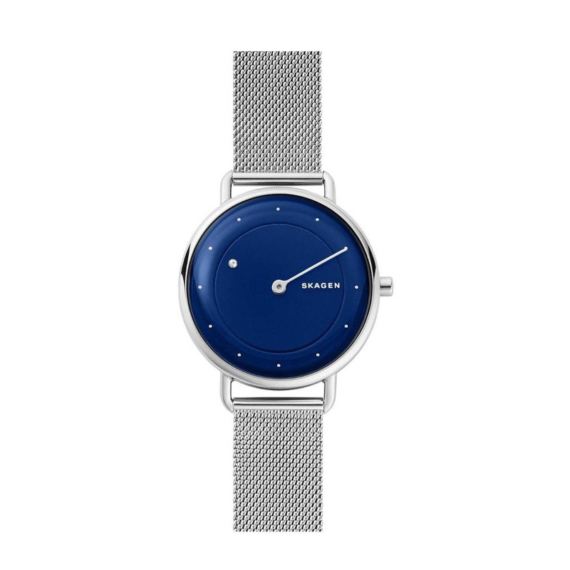 SKAGEN SKW2738 Horizontal Rotating Diamond Quartz Blue Dial Women's Watch 36 Blue Stainless Steel