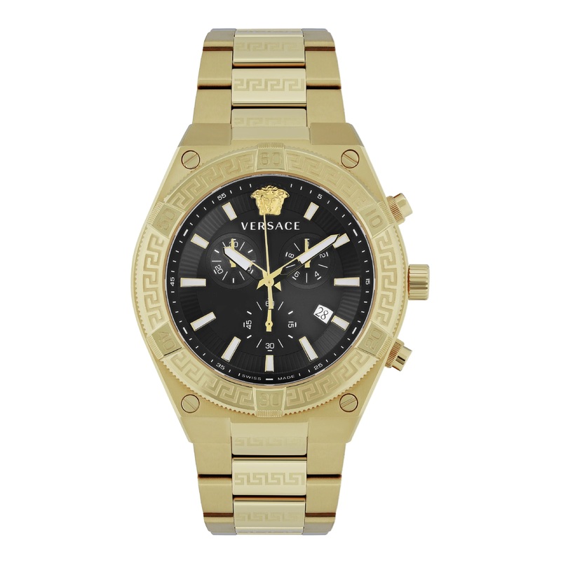 Versace Men's Watch Greca Sporty Chronograph 46mm Black Gold VESO00922