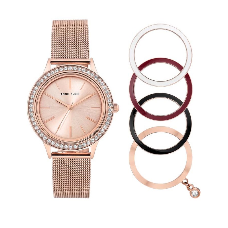 Anne Klein Crystal Rose Dial Ladies Watch 3166INST