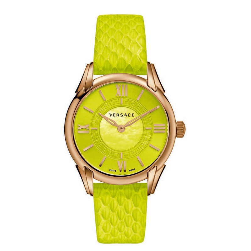 Versace Dafne Lime Green Dial Lime Green Leather Ladies Watch VFF050013