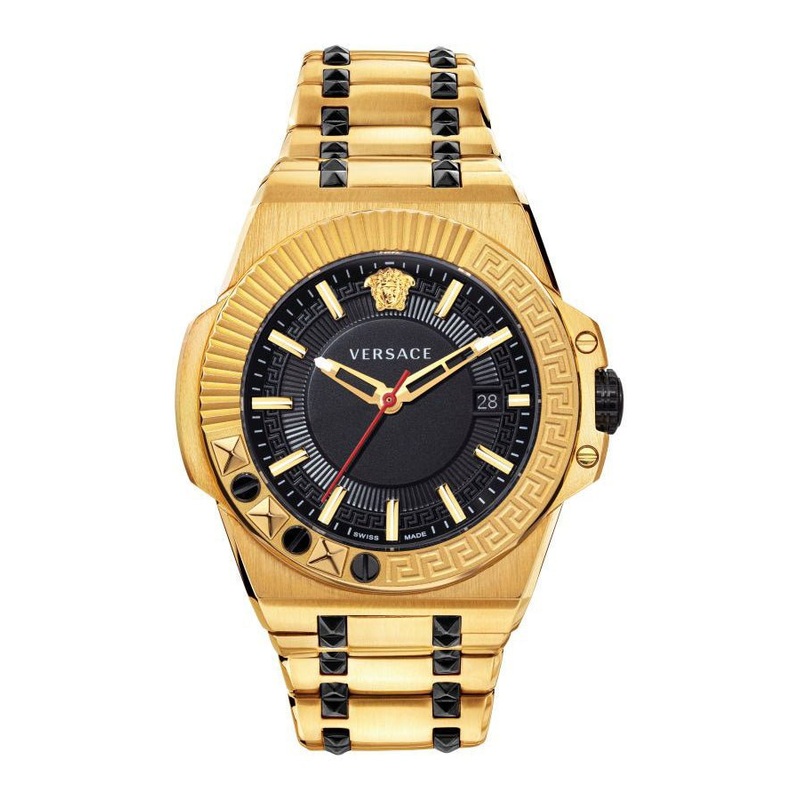 Versace Men's Watch Chain Reaction Gold Black Bracelet VEDY00619