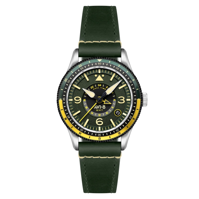 AVI-8 Flyboy Airmaster GMT Men's Green Automatic Watch AV-4128-03