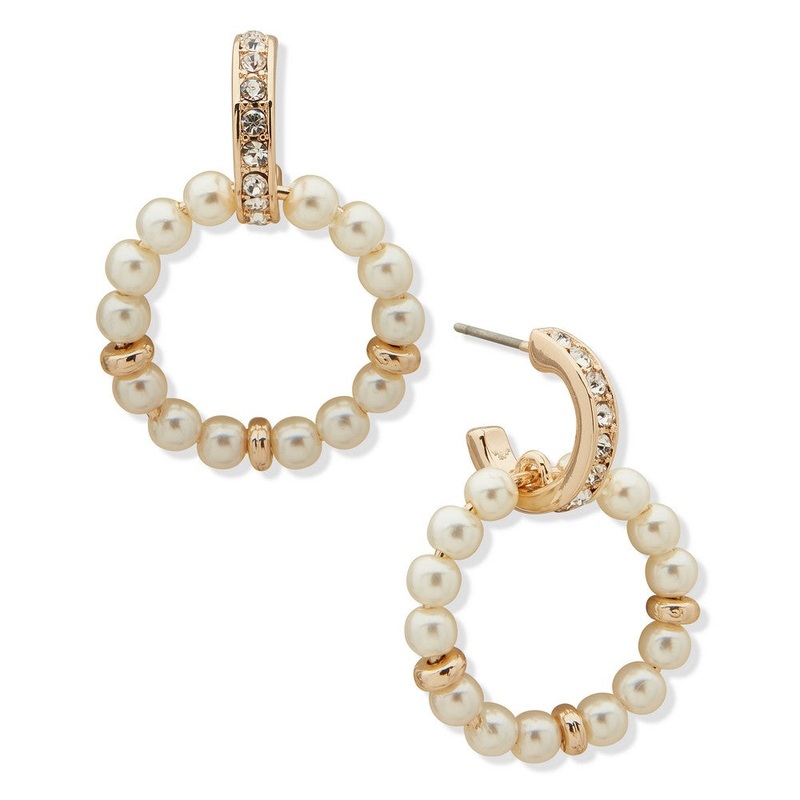 ANNE KLEIN 01G01032PE White/Crystal White/Crystal Gold, Pearl, Crystal Earrings