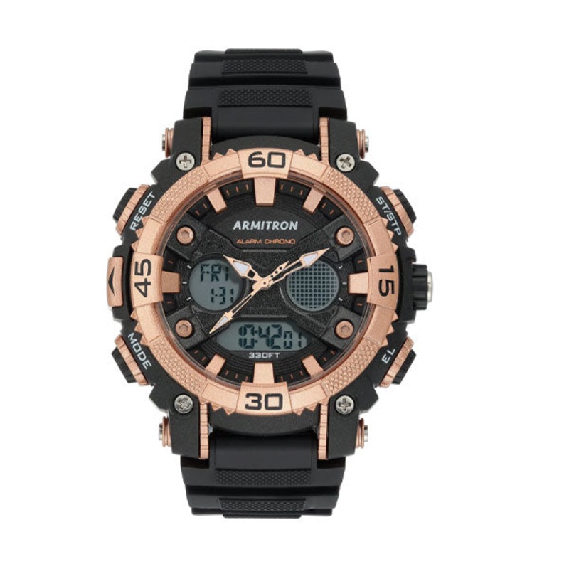 Armitron 20/5108BRG Dual Sports Analogue Digital Resin Strap Men's Watch 52 Black Plastic