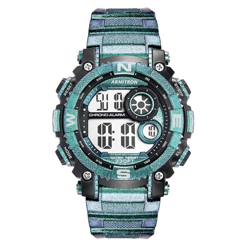 Armitron 40/8284GLX Armitron Men's Digital Chronograph Metallic Resin Strap Watch 53 Gray Stainless Steel