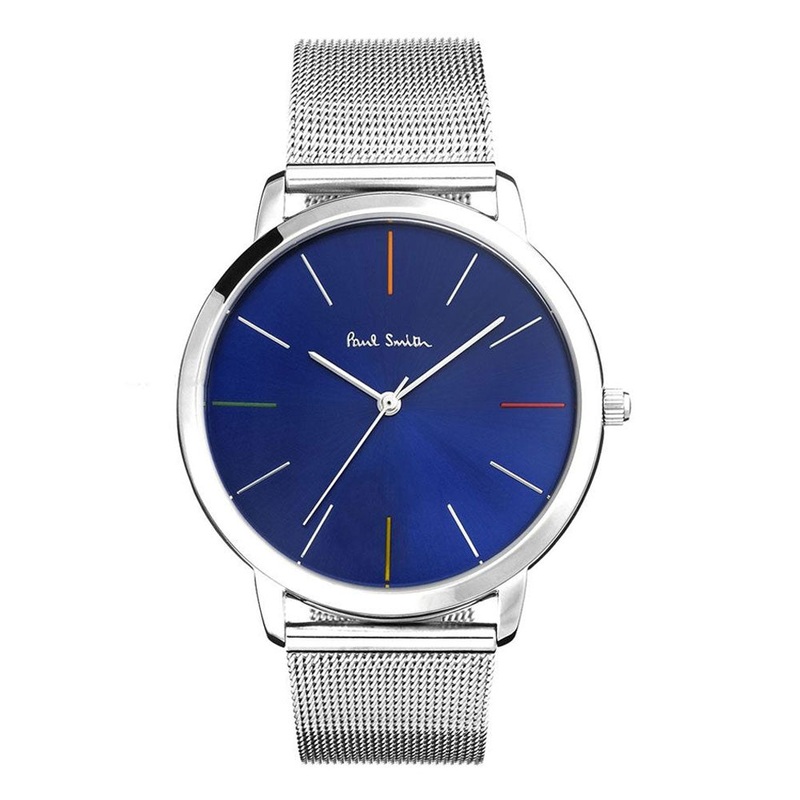 PAUL SMITH P10058 Analogue Blue Dial Men's Mesh Bracelet Watch 41 Blue Stainless Steel