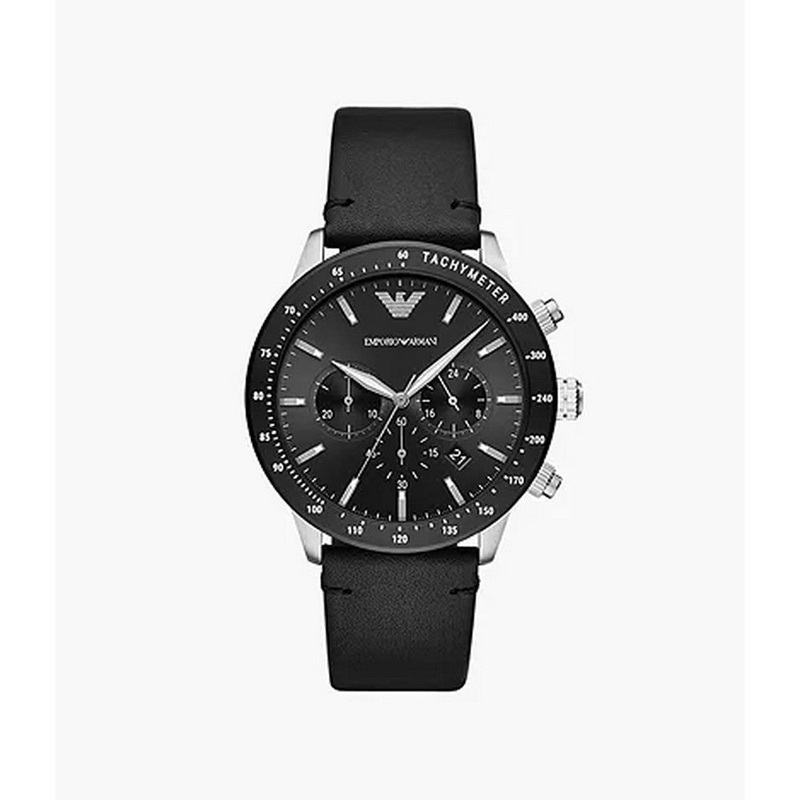 Emporio Armani AR11243 Watch 43 mm Black Stainless steel case, leather strap