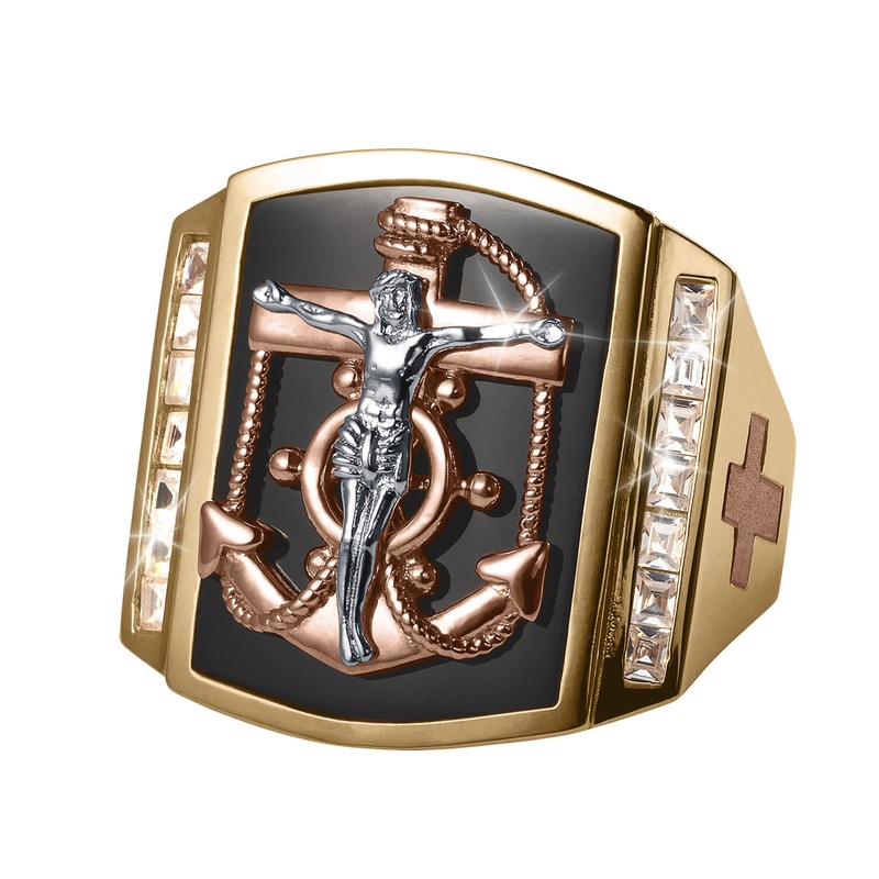 Mariner's Cross Onyx Men's Ring 9