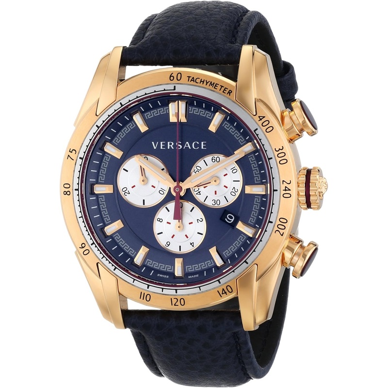 Versace V-Ray Rose Gold Leather Strap Men's Watch VDB030014