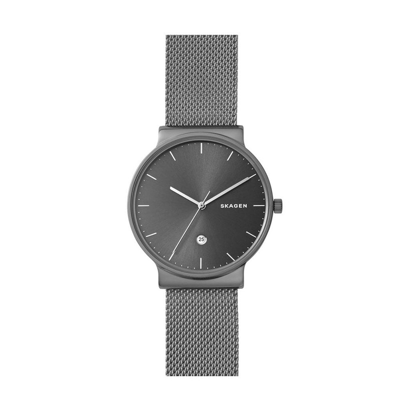 SKAGEN SKW6432 Ancher Titanium and Steel Men's Mesh Watch 40 Black Stainless Steel