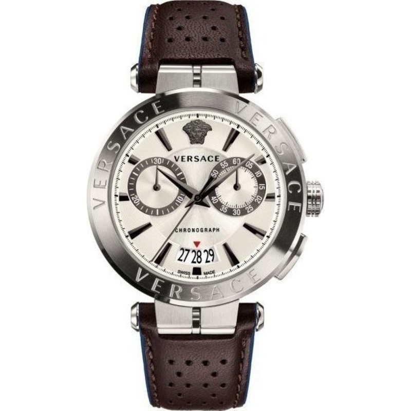 Versace Aion Chronograph Leather Strap Men's Watch VBR010017