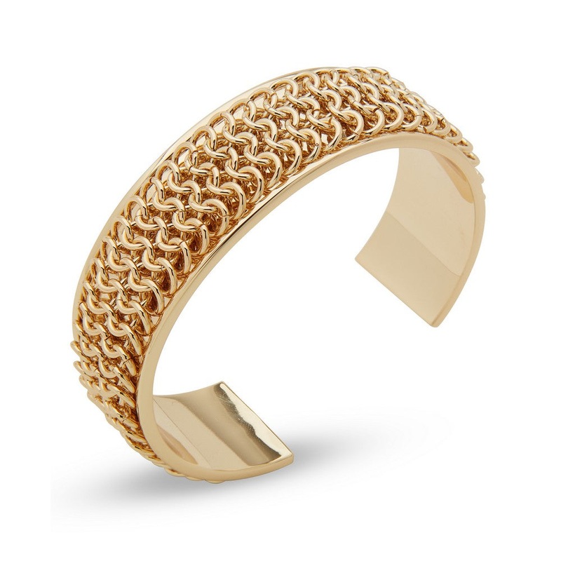 ANNE KLEIN 01B00795 Inlaid Chain Cuff Bracelet Gold Brass, Steel BRACELET